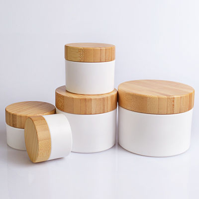 Tarros de bambú del envase de plástico del ODM de la crema 250ml/8OZ de la mano